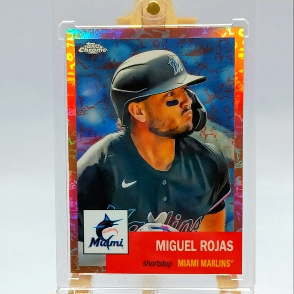 Miguel Rojas SP 21/75 Topps Chrome Rose Gold Toile #193 Refractor 2022 Miami